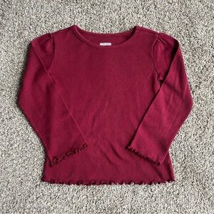 Garanimals Toddler Girls 4T Burgundy Long Sleeve Lettuce Edge T-Shirt